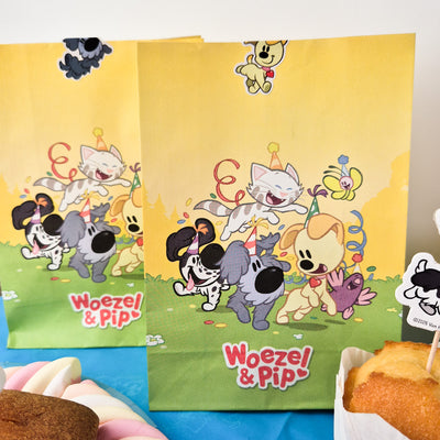 Woezel & Pip - Uitdeelzakjes Woezel & Pip met stickers (8st, 20x13cm)