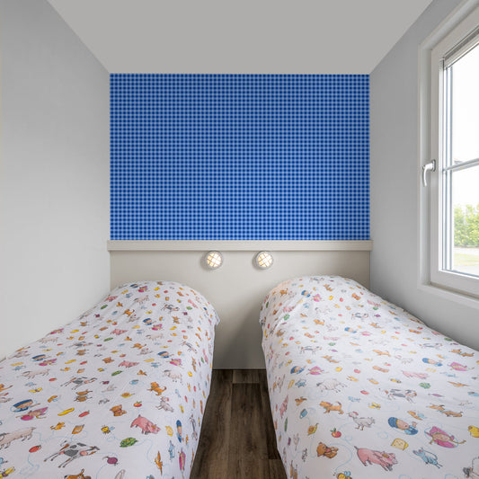 Fien & Teun - Behang Boerenruit blauw - Van Hoorne Shop