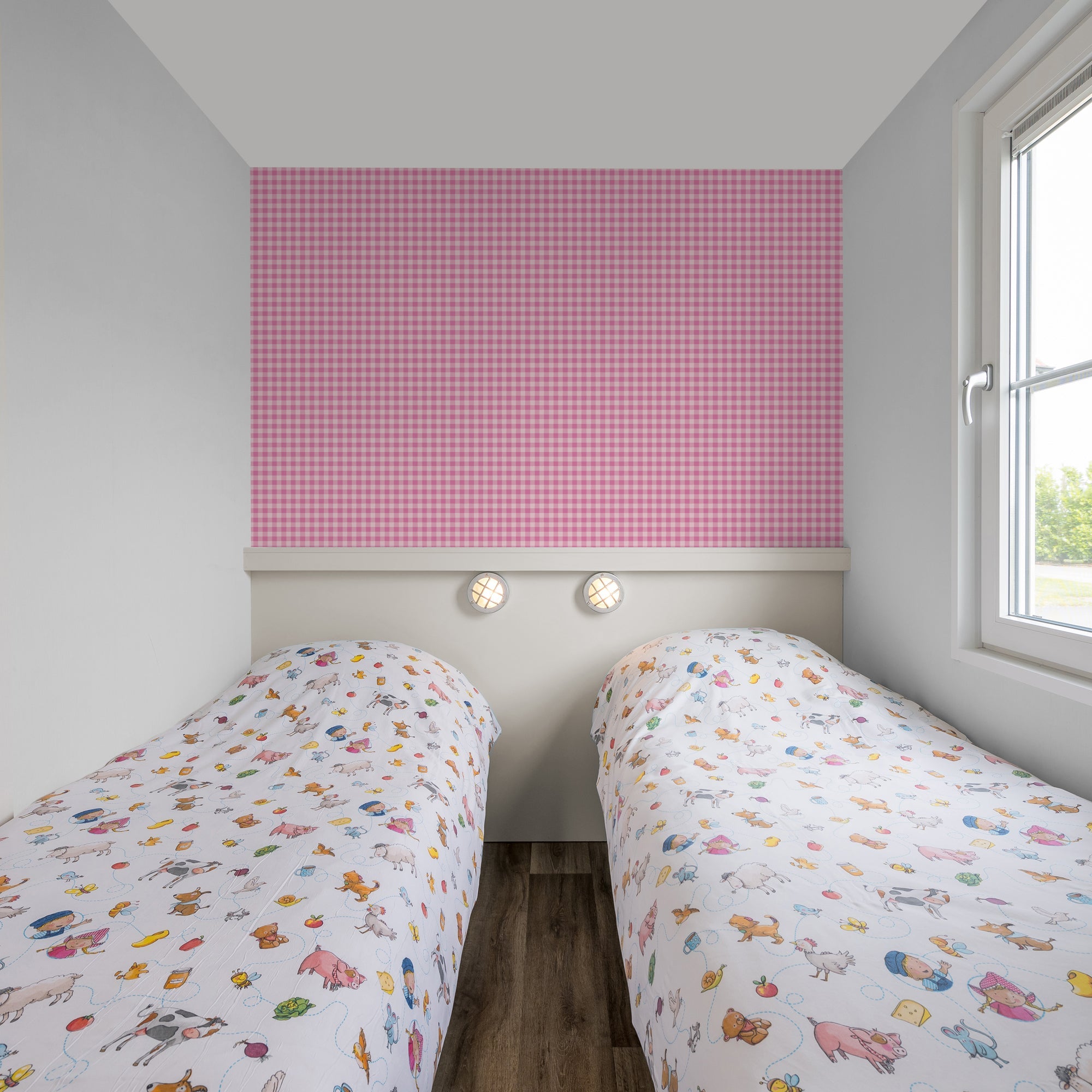 Fien & Teun - Behang Boerenruit roze - Van Hoorne Shop