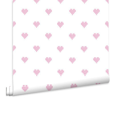 Fien & Teun - Behang Hartjes kruissteek - Van Hoorne Shop