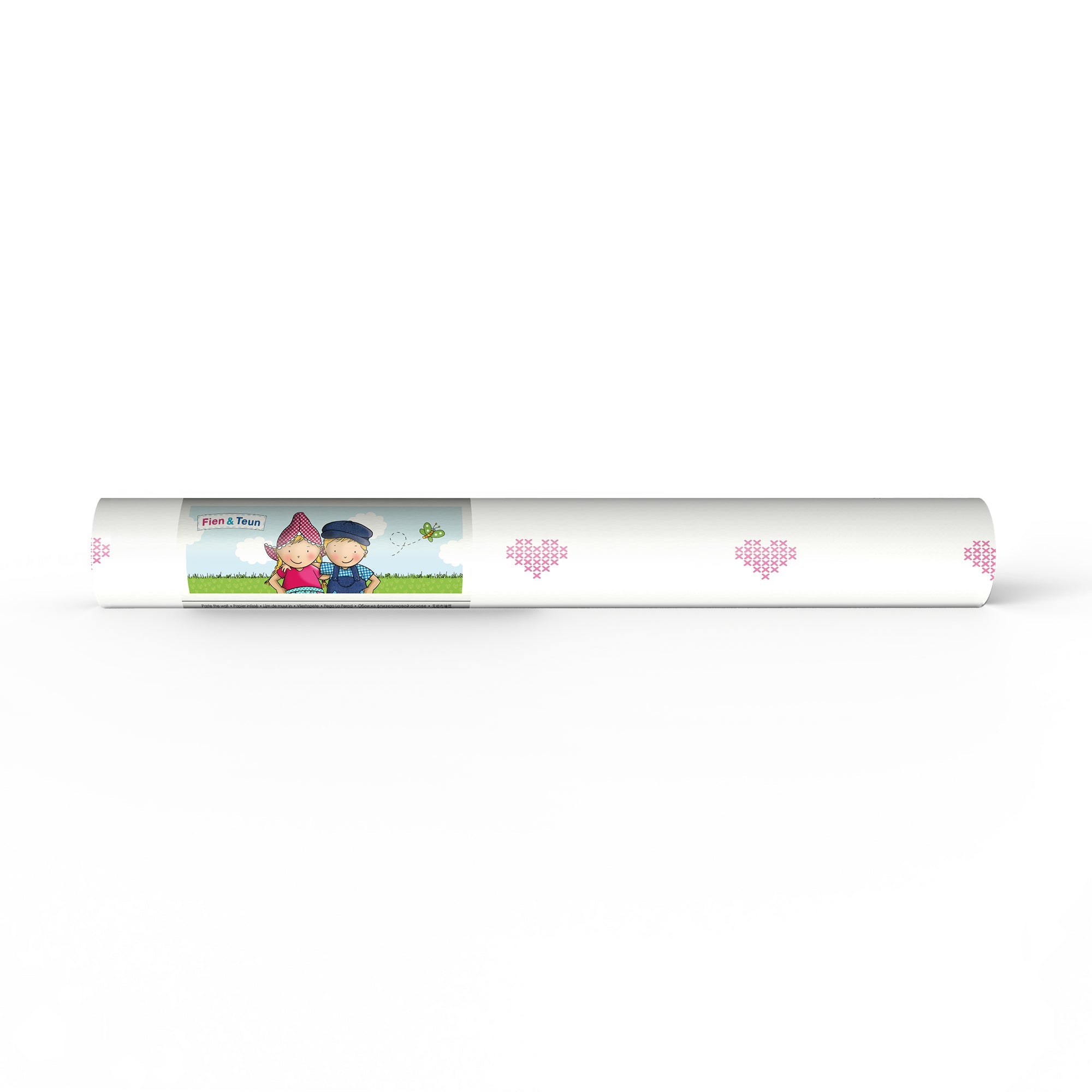 Fien & Teun - Behang Hartjes kruissteek - Van Hoorne Shop