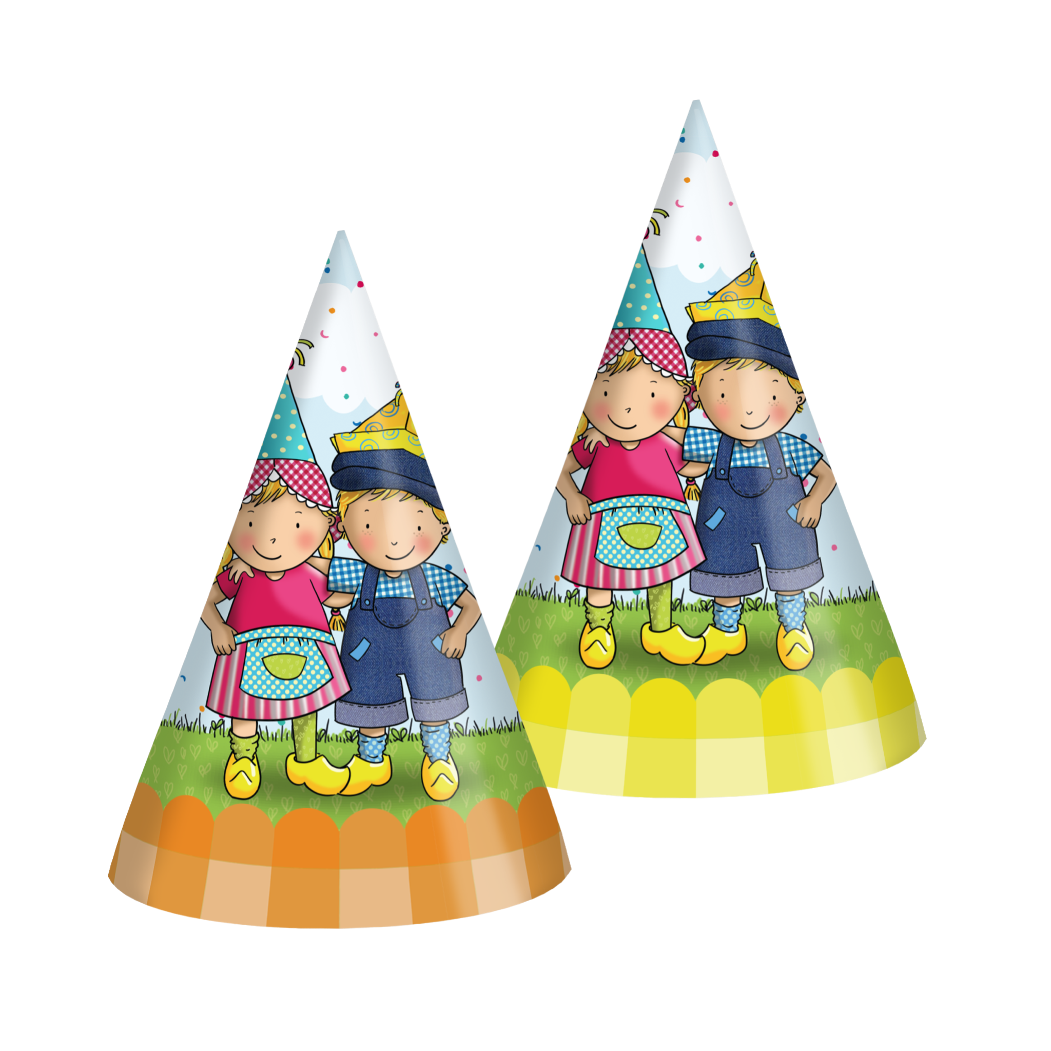 Fien & Teun - Feesthoedjes Fien & Teun (6st, Ø16cm) - Van Hoorne Shop