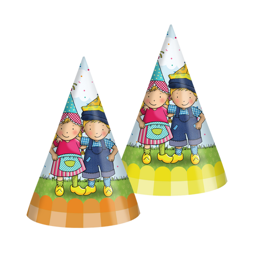 Fien & Teun - Feesthoedjes Fien & Teun (6st, Ø16cm) - Van Hoorne Shop