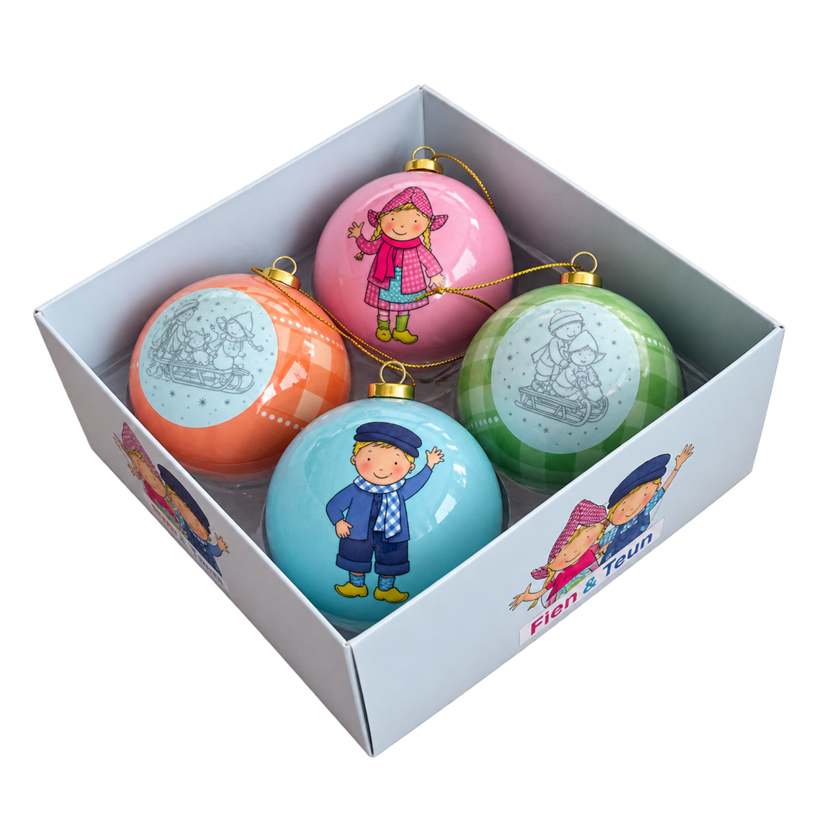 Fien & Teun - Kerstballen box 4 stuks - Van Hoorne Shop