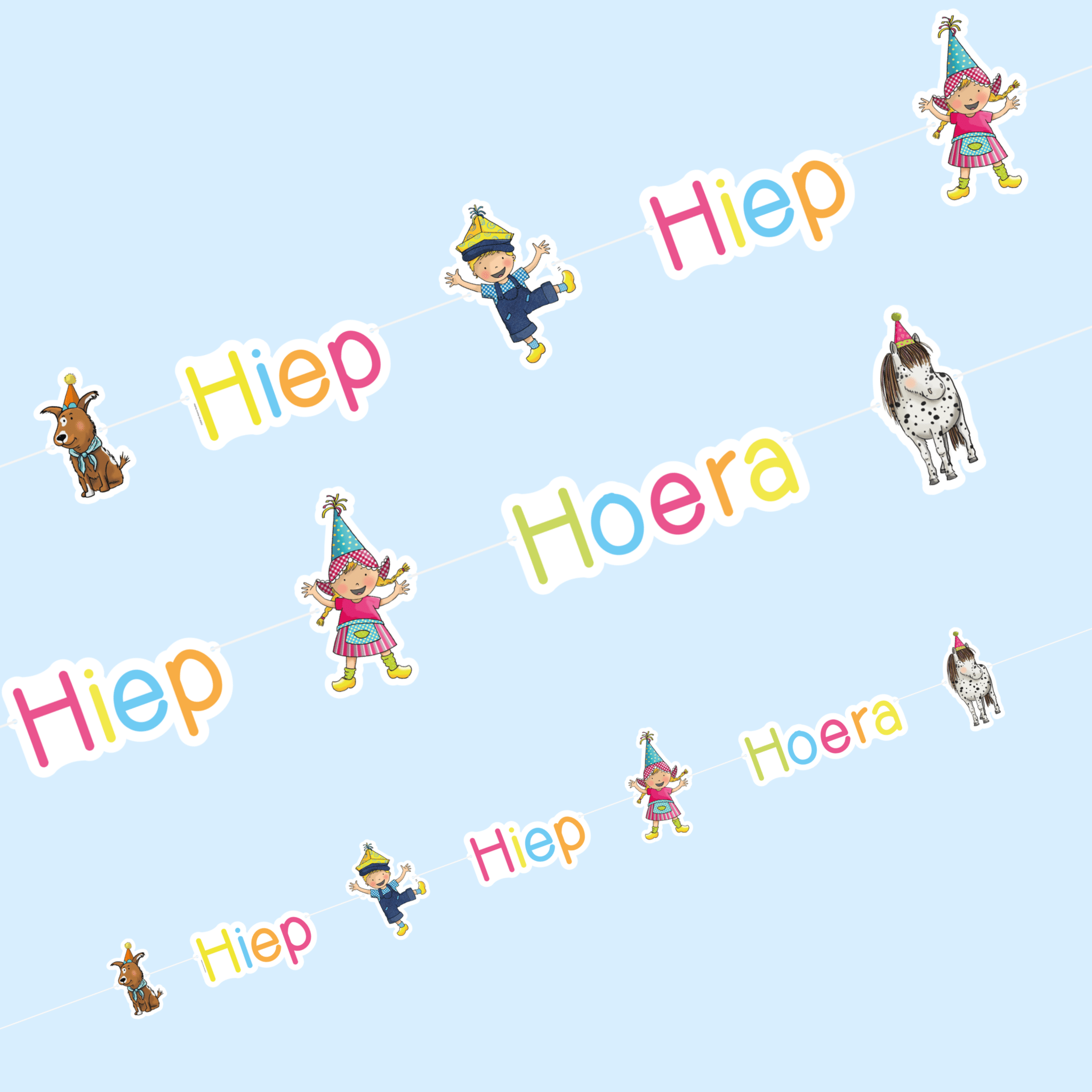 Fien & Teun - Letterslinger 'Hiep hiep Hoera' Fien & Teun (265cm) - Van Hoorne Shop