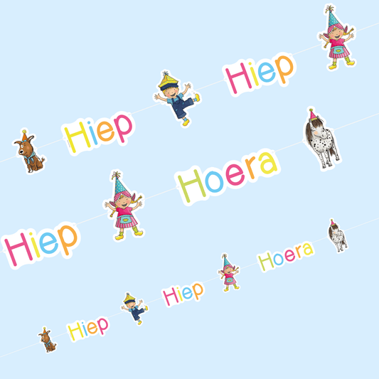 Fien & Teun - Letterslinger 'Hiep hiep Hoera' Fien & Teun (265cm) - Van Hoorne Shop