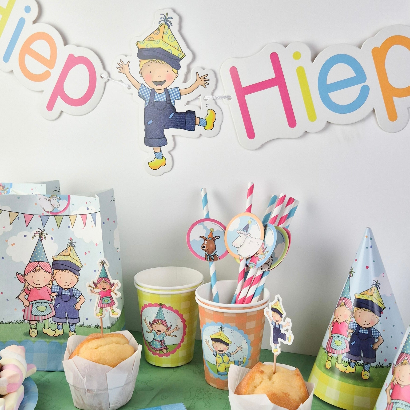 Fien & Teun - Letterslinger 'Hiep hiep Hoera' Fien & Teun (265cm) - Van Hoorne Shop