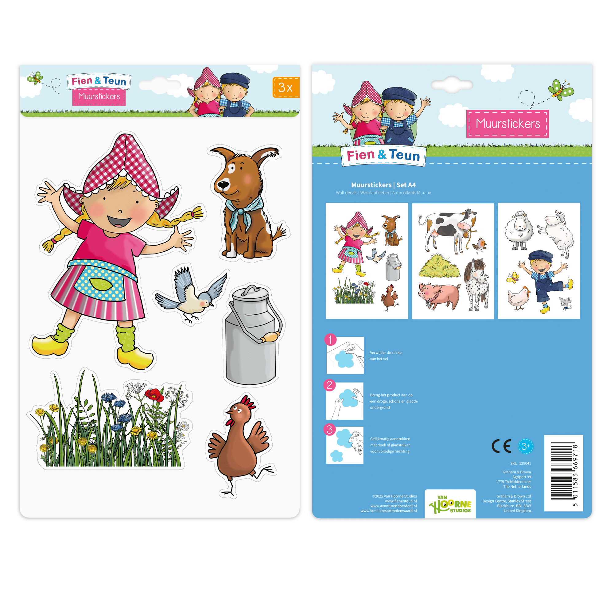 Fien & Teun - Muursticker A4 set - Van Hoorne Shop