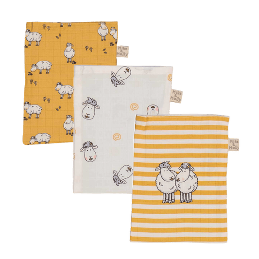 Mike & Molly - Washandjes set van 3 - Van Hoorne Shop