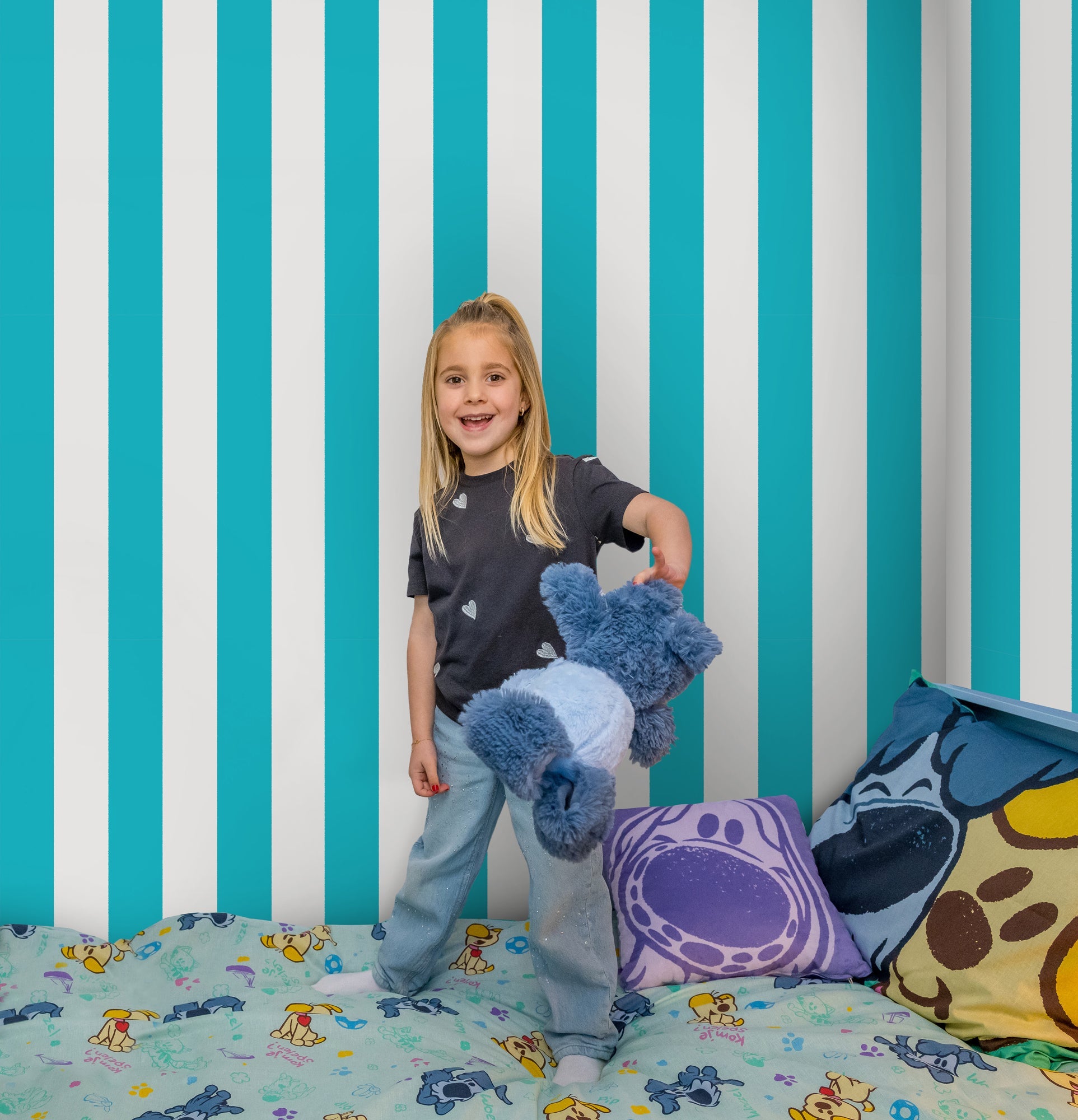 Woezel & Pip - Behang Toversliert blauw/wit - Van Hoorne Shop