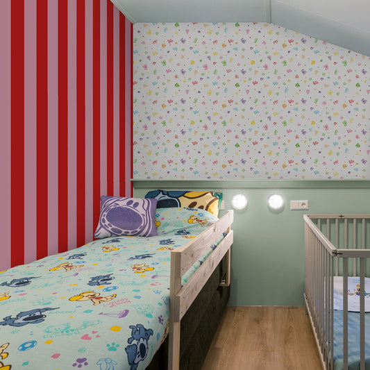 Woezel & Pip - Behang Toversliert rood/roze - Van Hoorne Shop