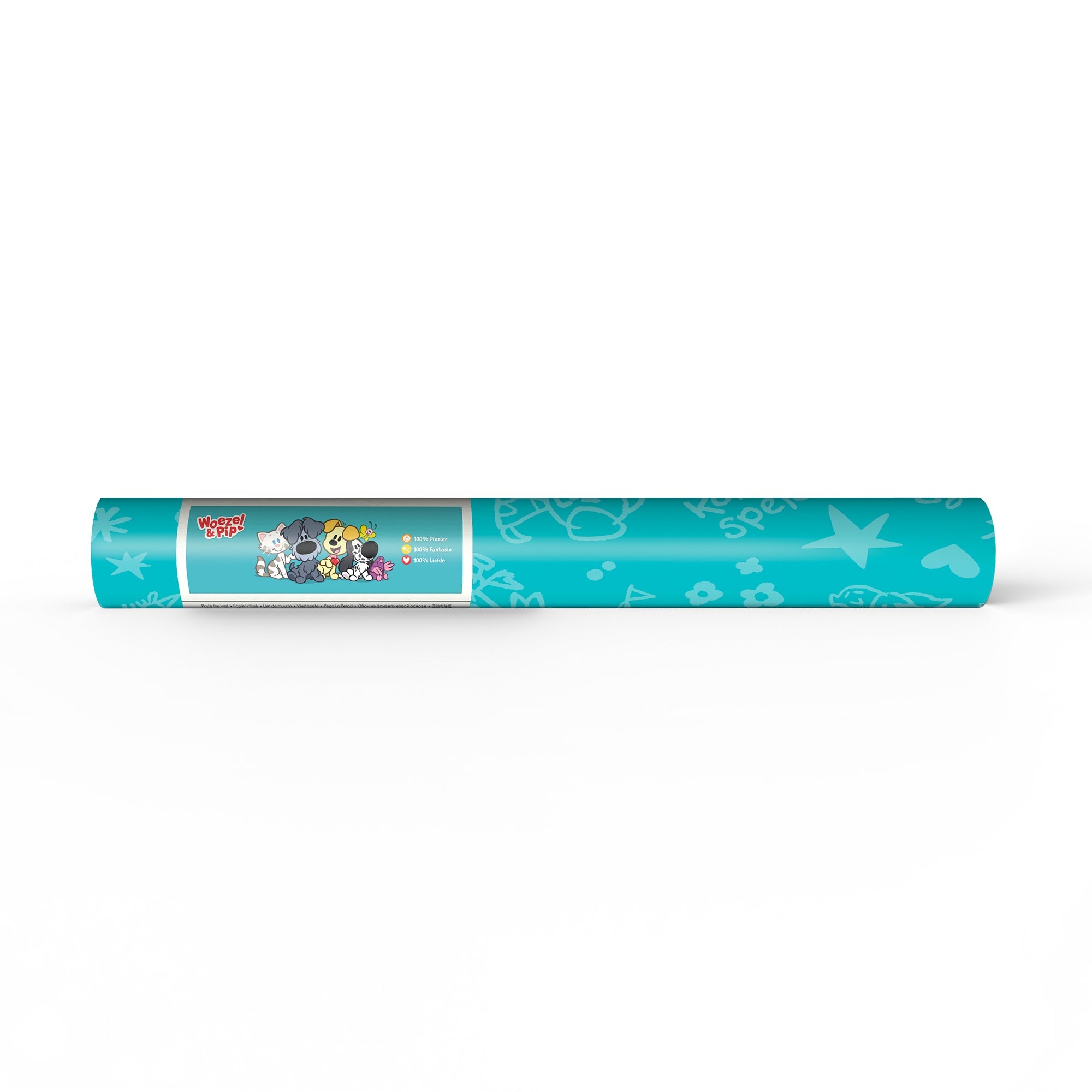 Woezel & Pip - Behang Wonderprent blauw - Van Hoorne Shop