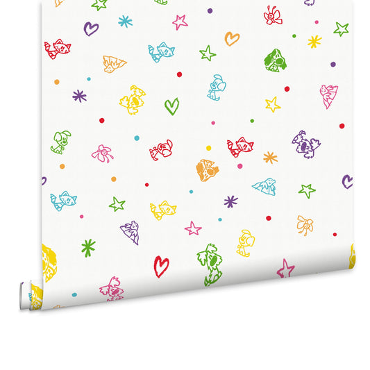 Woezel & Pip - Behang Wonderprent multi - Van Hoorne Shop