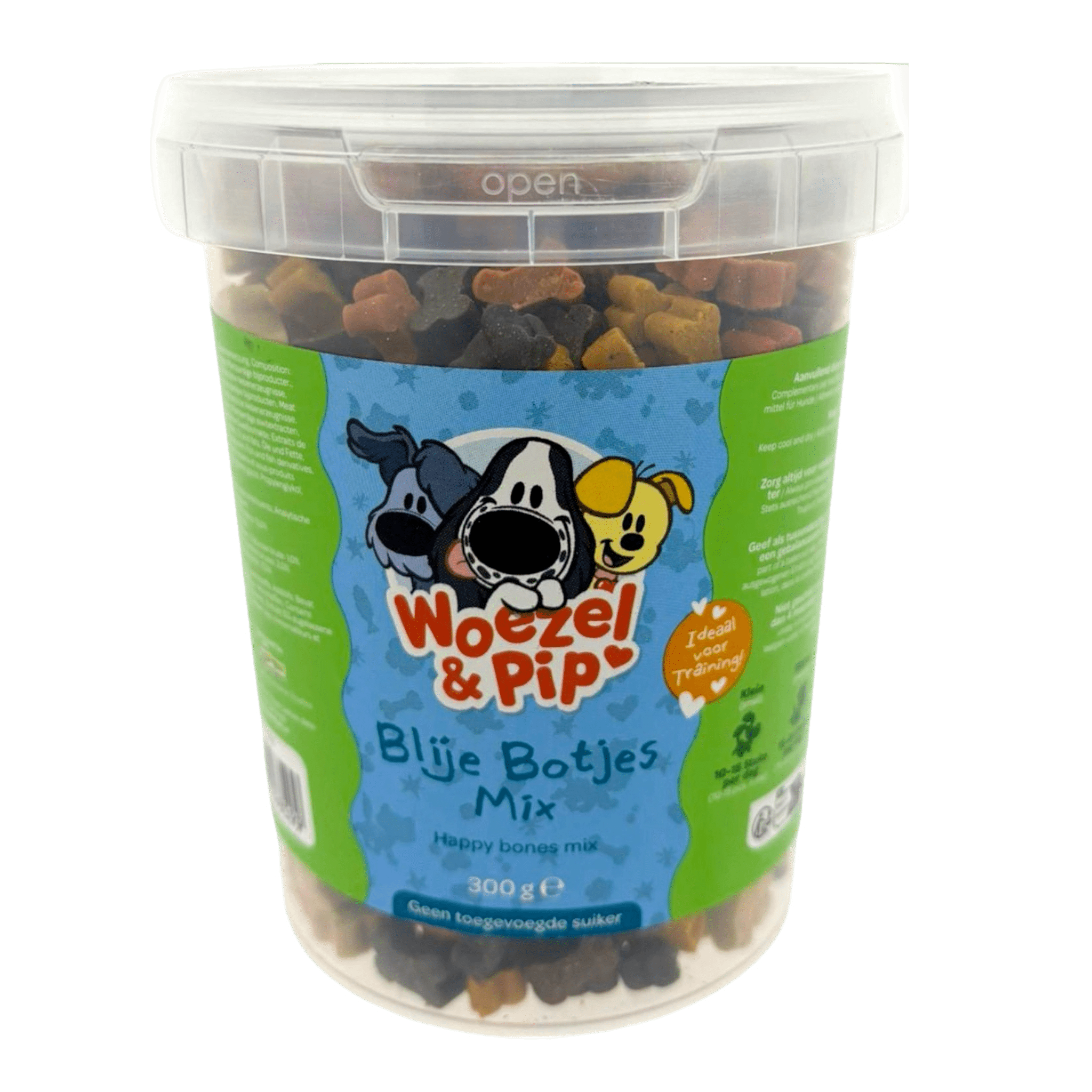 Woezel & Pip - Hond - Blije botjes mix in pot 300 gram - Van Hoorne Shop