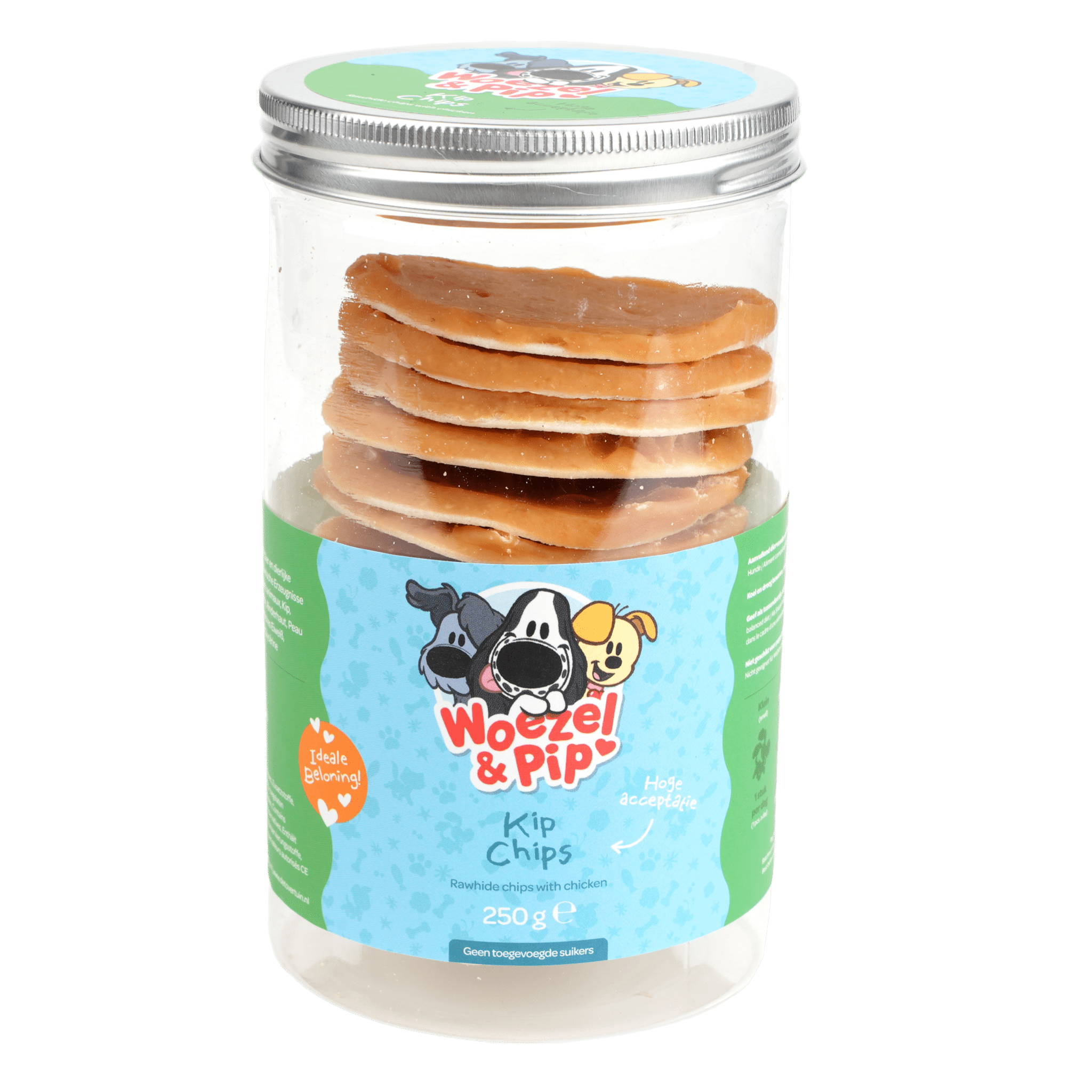 Woezel & Pip - Hond - Kip Chips in pot 250 gram - Van Hoorne Shop
