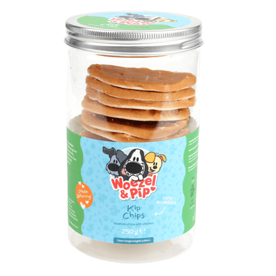 Woezel & Pip - Hond - Kip Chips in pot 250 gram - Van Hoorne Shop