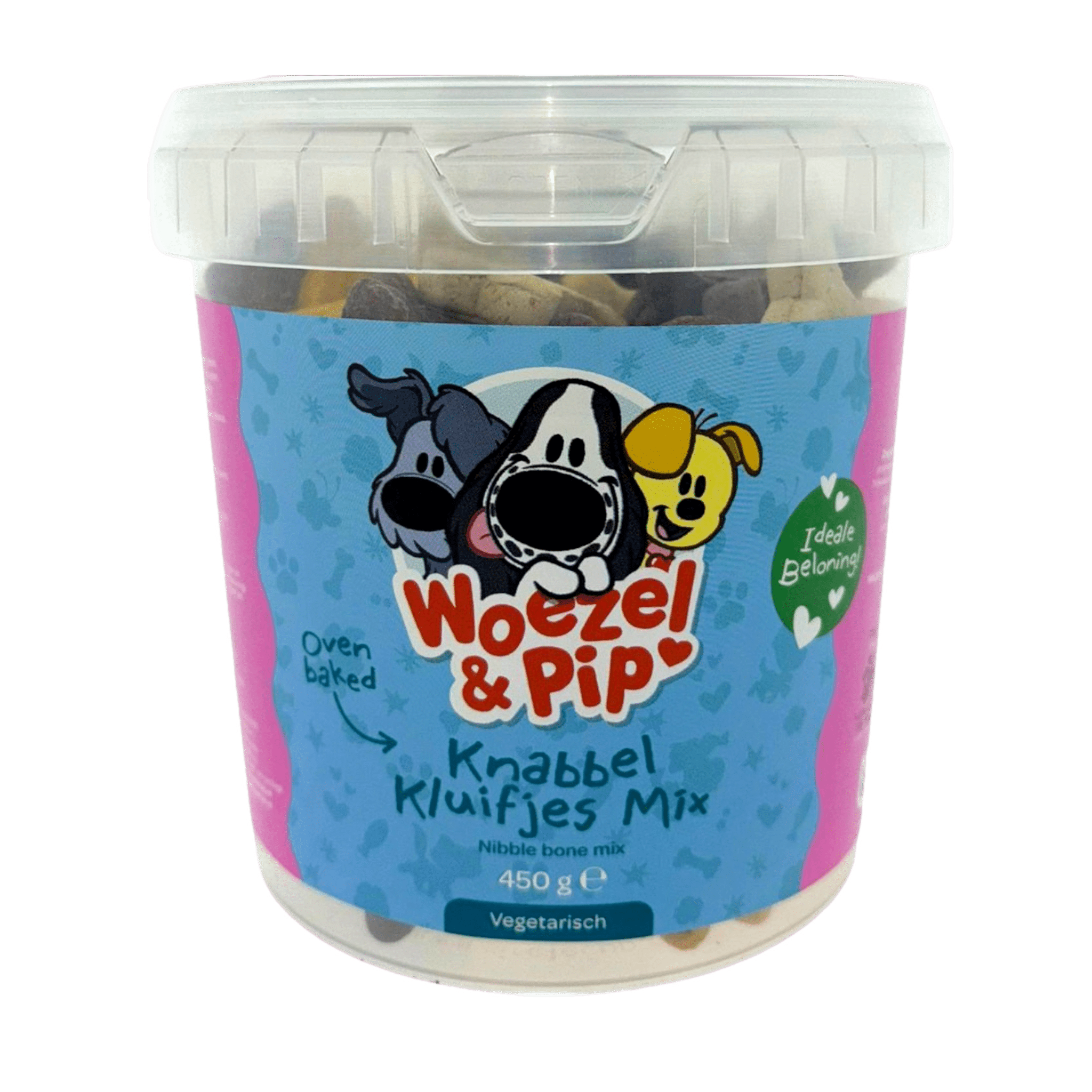 Woezel & Pip - Hond - Knabbel Kluifjes Mix Koekjes in pot 450 gram - Van Hoorne Shop