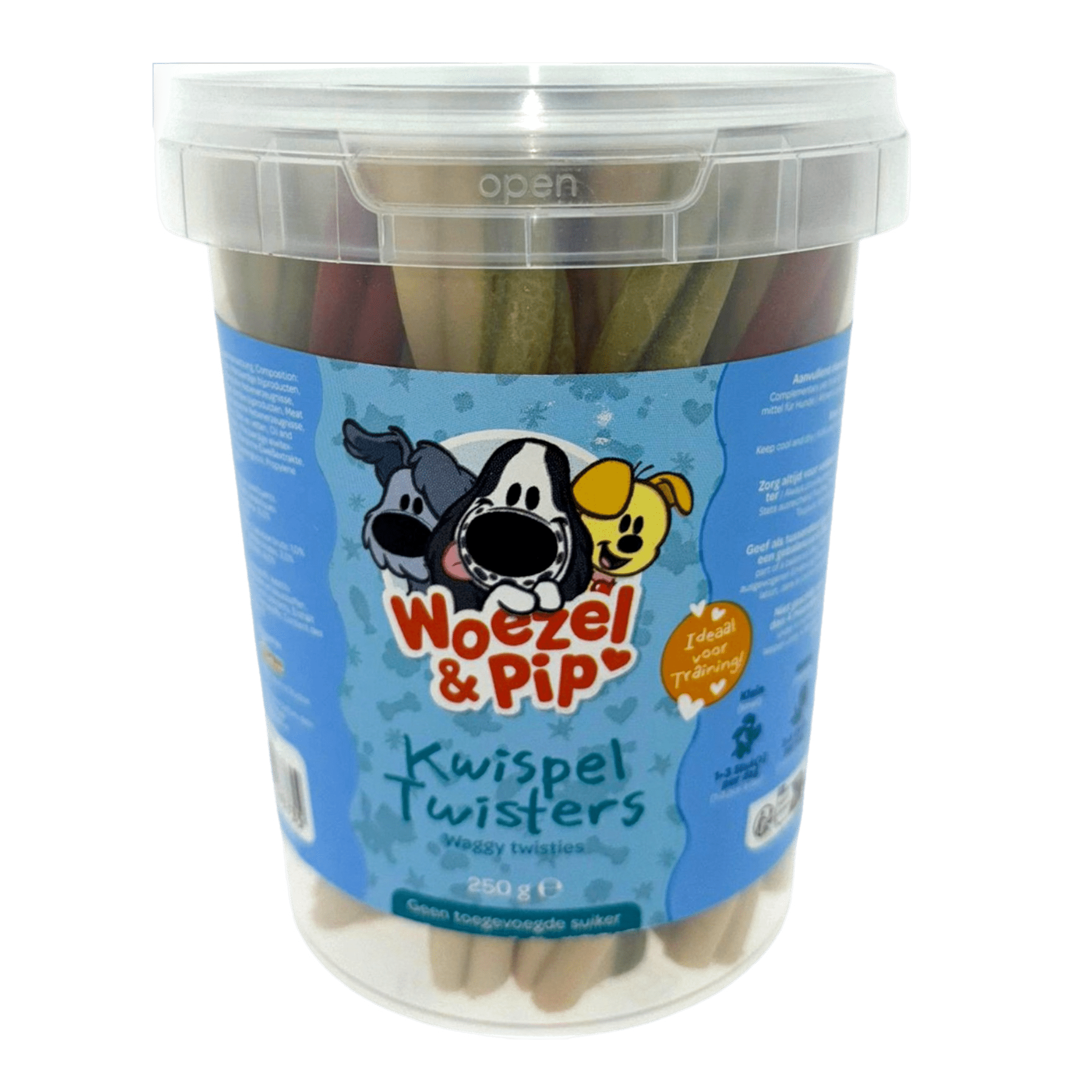 Woezel & Pip - Hond - Kwispel twisters mix in pot 250 gram - Van Hoorne Shop