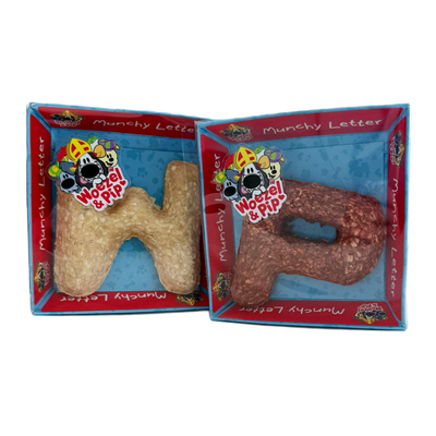 Woezel & Pip - Hondensnack munchyletter bruin/wit - Van Hoorne Shop