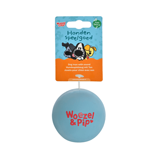 Woezel & Pip - Hondenspeelgoed - Bal latex Buurpoes blauw 7,5cm - Van Hoorne Shop