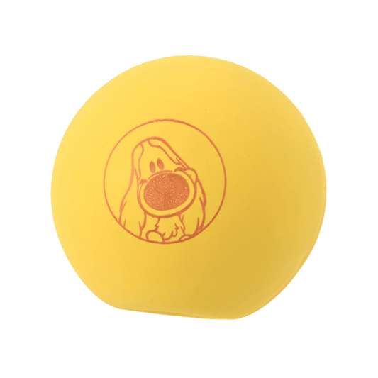 Woezel & Pip - Hondenspeelgoed - Bal latex Charlie geel 7,5cm - Van Hoorne Shop