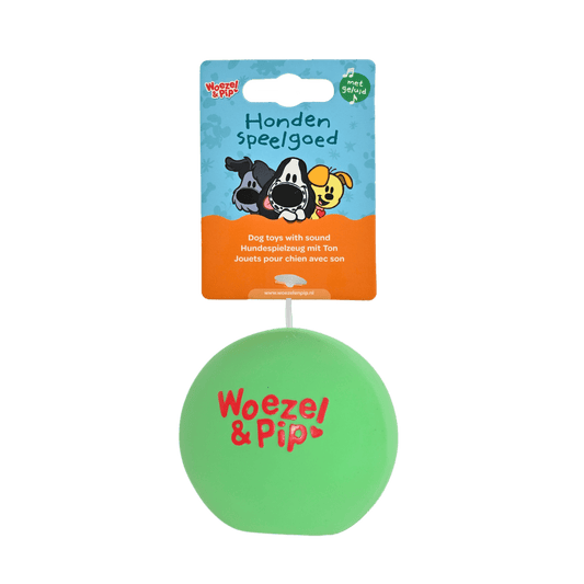 Woezel & Pip - Hondenspeelgoed - Bal latex Woezel groen 7,5cm - Van Hoorne Shop
