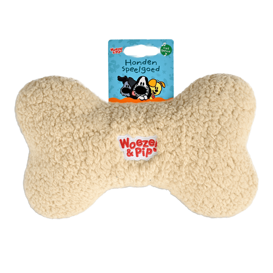 Woezel & Pip - Hondenspeelgoed - Bot pluche met piep - beige 30cm - Van Hoorne Shop