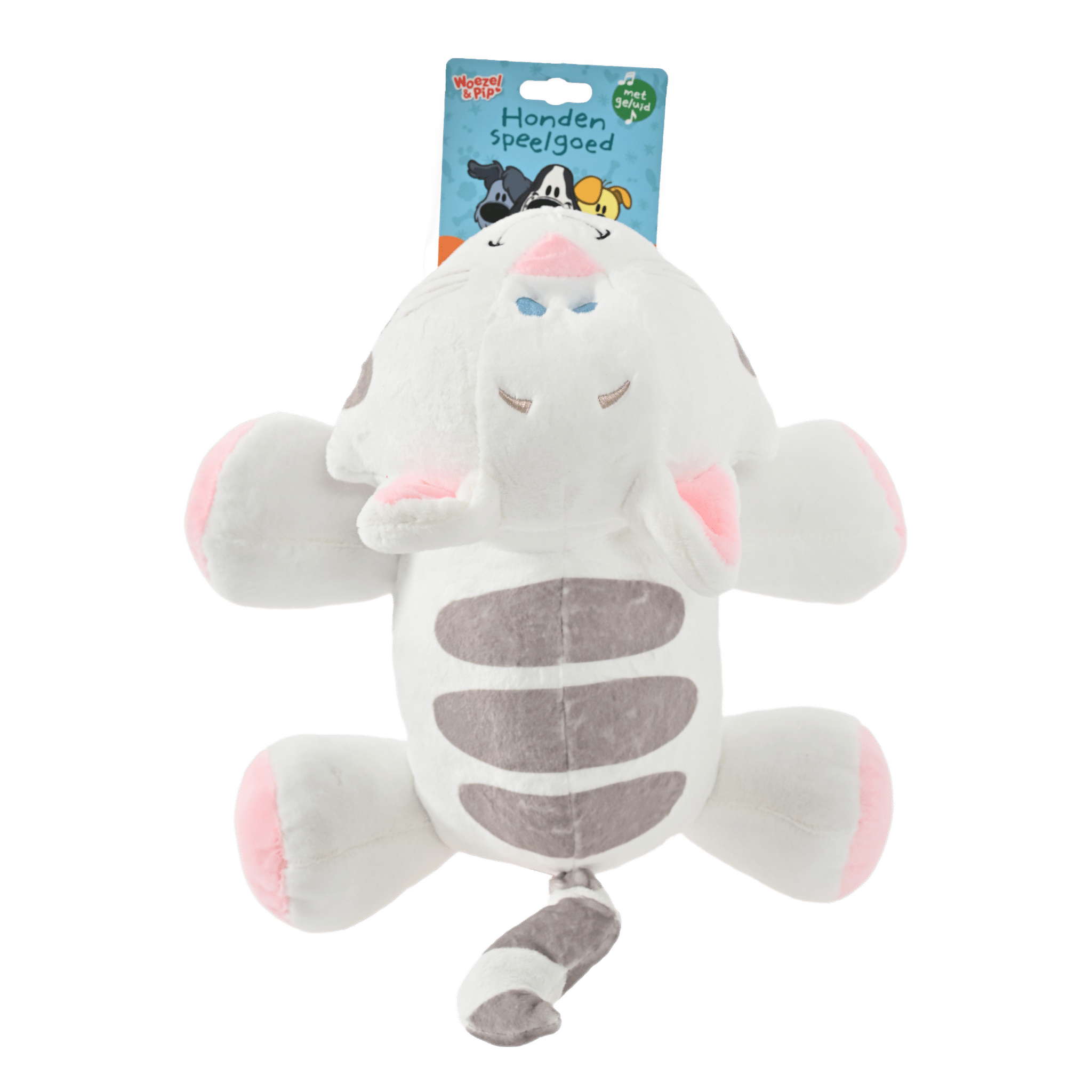 Woezel & Pip - Hondenspeelgoed - Buurpoes pluche liggend met piep - 40cm - Van Hoorne Shop