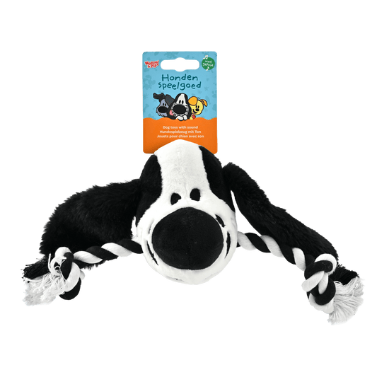 Woezel & Pip - Hondenspeelgoed - Charlie pluche met flosstouw en piep 35cm - Van Hoorne Shop