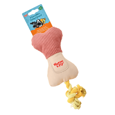 Woezel & Pip - Hondenspeelgoed - Snackbot met touw en piep roze 30CM - Van Hoorne Shop
