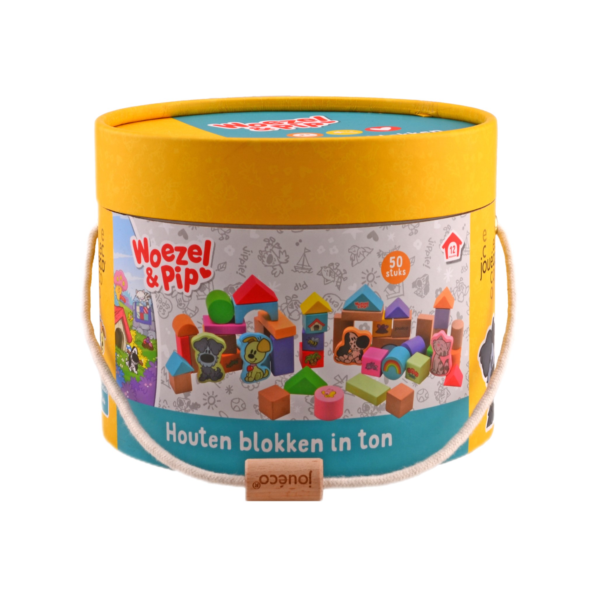 Woezel & Pip - Houten blokken in ton - Van Hoorne Shop