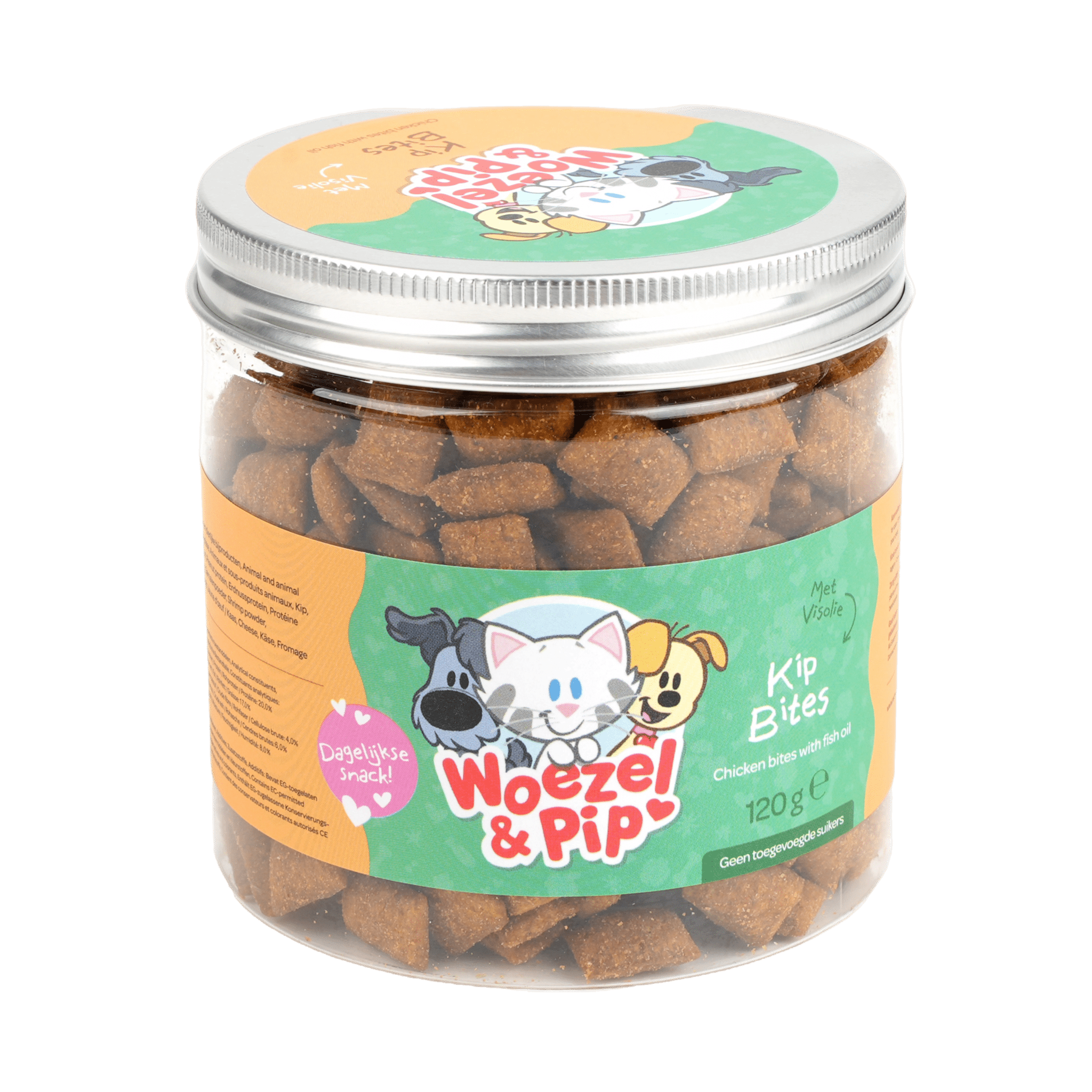 Woezel & Pip - Kat - Kip Bites (met visolie) in pot 120 gram - Van Hoorne Shop