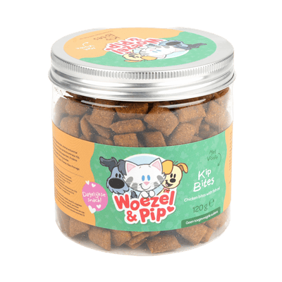 Woezel & Pip - Kat - Kip Bites (met visolie) in pot 120 gram - Van Hoorne Shop