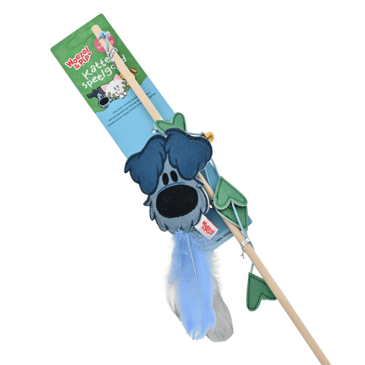 Woezel & Pip - Kattenspeelgoed - Hengel hout Woezel met hartjes en bel 60cm - Van Hoorne Shop