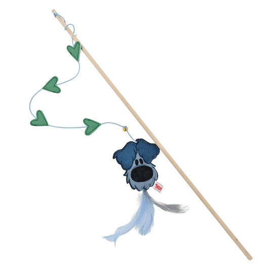 Woezel & Pip - Kattenspeelgoed - Hengel hout Woezel met hartjes en bel 60cm - Van Hoorne Shop