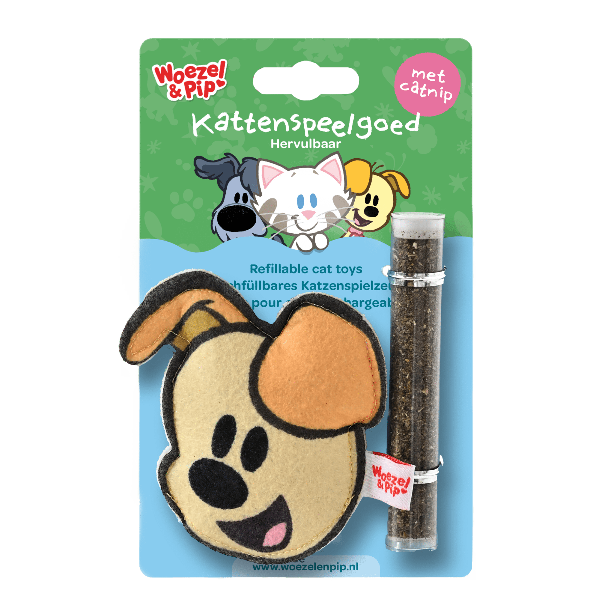 Woezel & Pip - Kattenspeelgoed - Speeltje Pip met catnip hervulbaar 10CM - Van Hoorne Shop