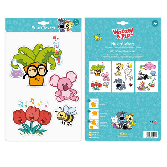 Woezel & Pip - Muursticker A4 set - Van Hoorne Shop