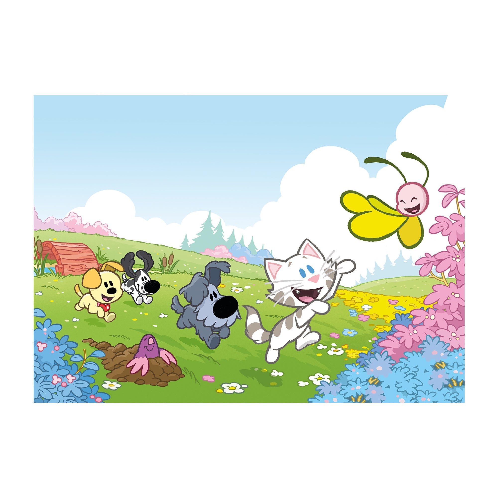 Woezel & Pip - Poster Graven & Rennen 50x70cm - Van Hoorne Shop