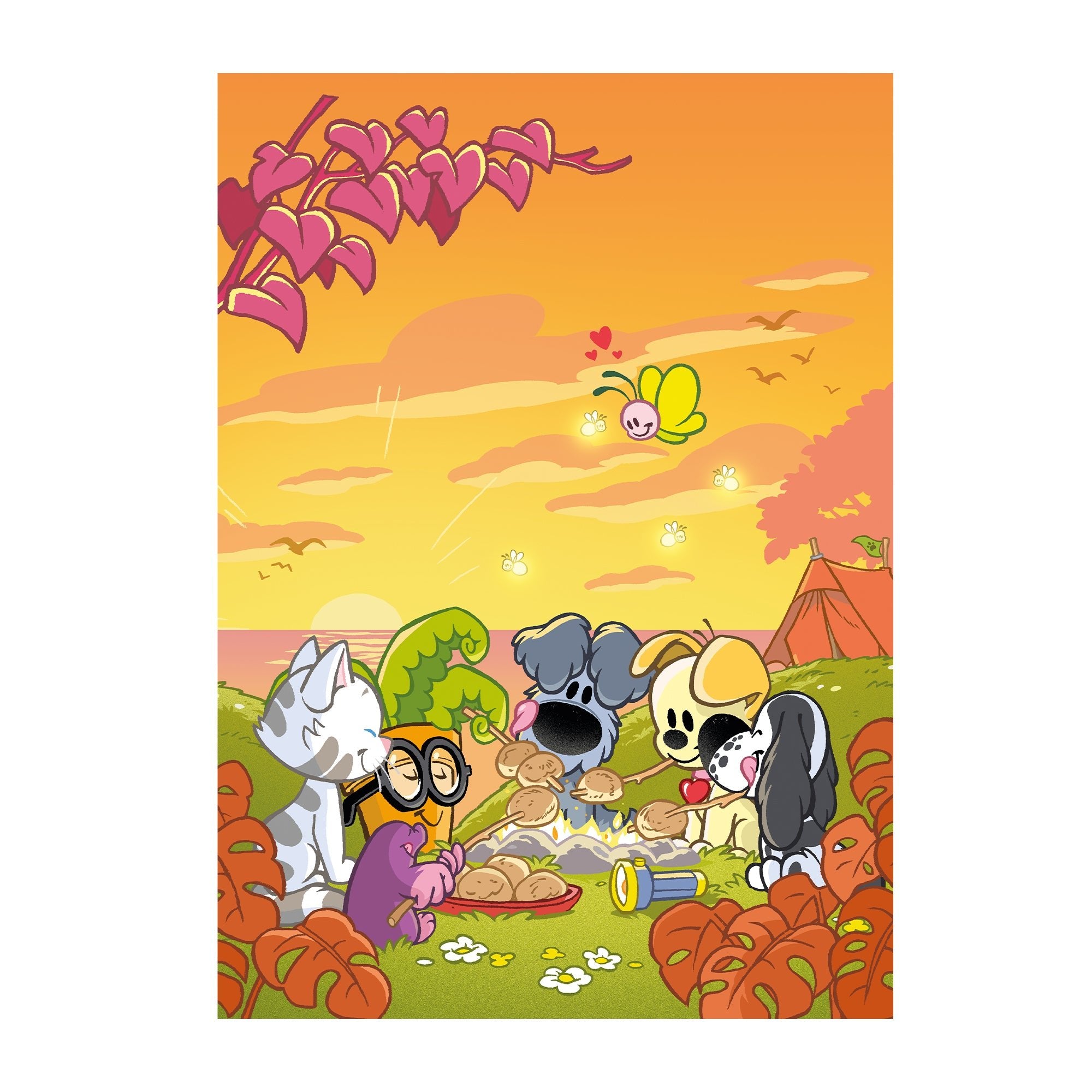 Woezel & Pip - Poster Kampvuur & Verkleden 50x70cm - Van Hoorne Shop