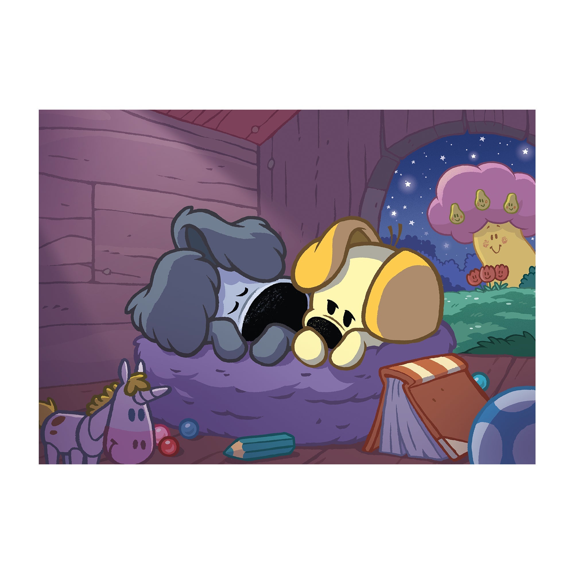 Woezel & Pip - Poster Slapen 50x70cm - Van Hoorne Shop