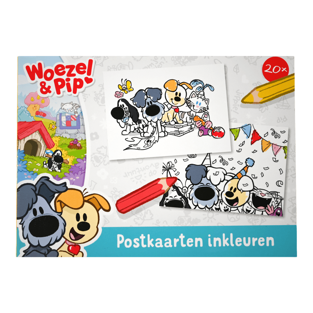 Woezel & Pip - Postkaarten inkleuren - Van Hoorne Shop