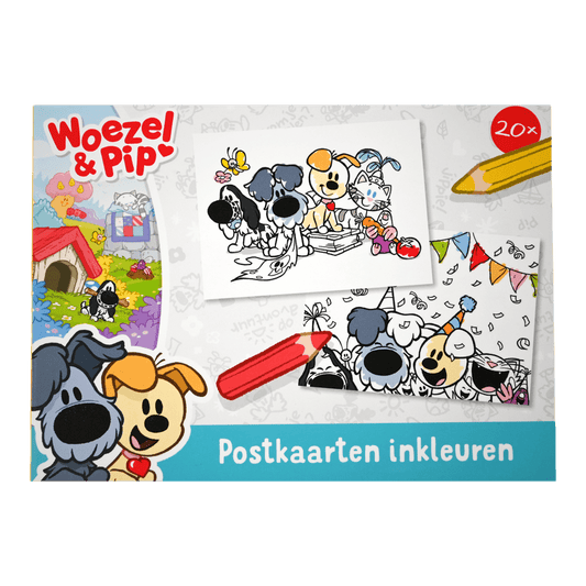 Woezel & Pip - Postkaarten inkleuren - Van Hoorne Shop