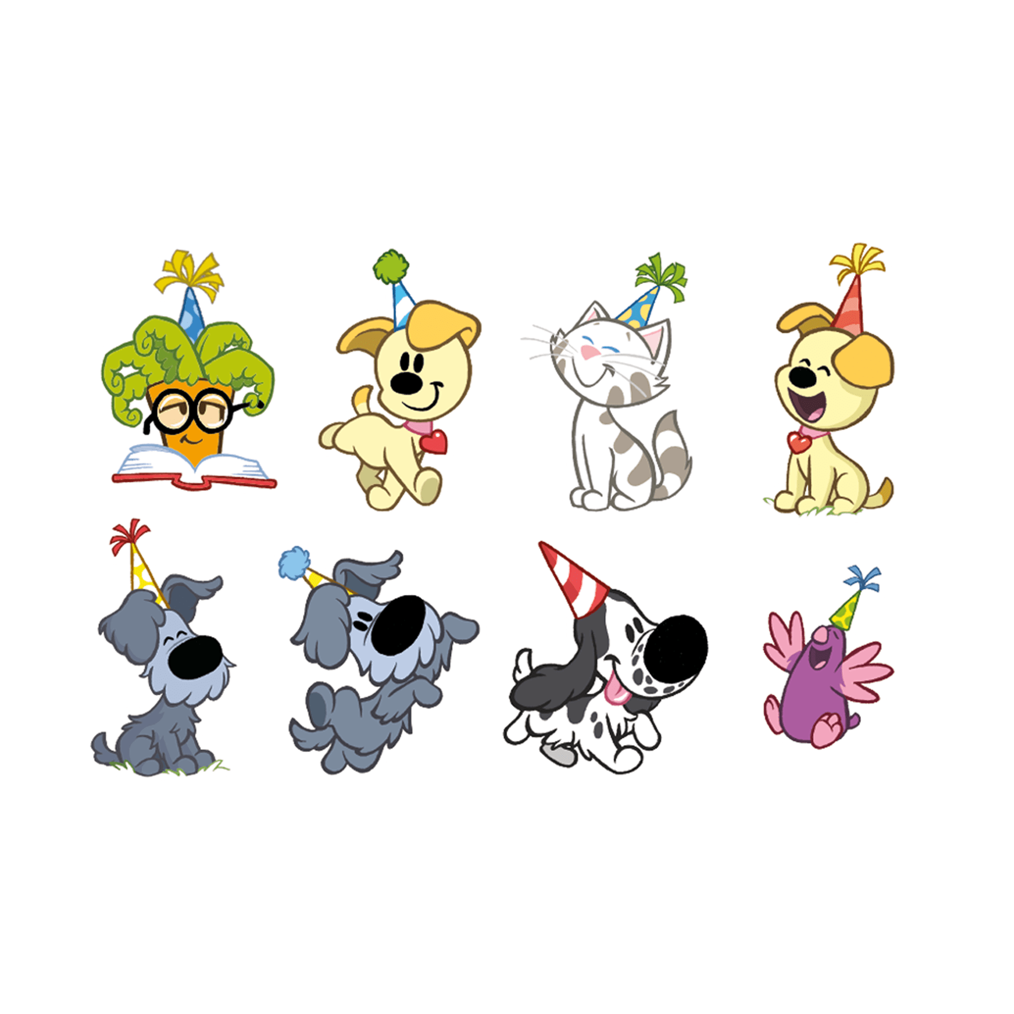 Woezel & Pip - Uitdeelzakjes Woezel & Pip met stickers (8st, 20x13cm) - Van Hoorne Shop