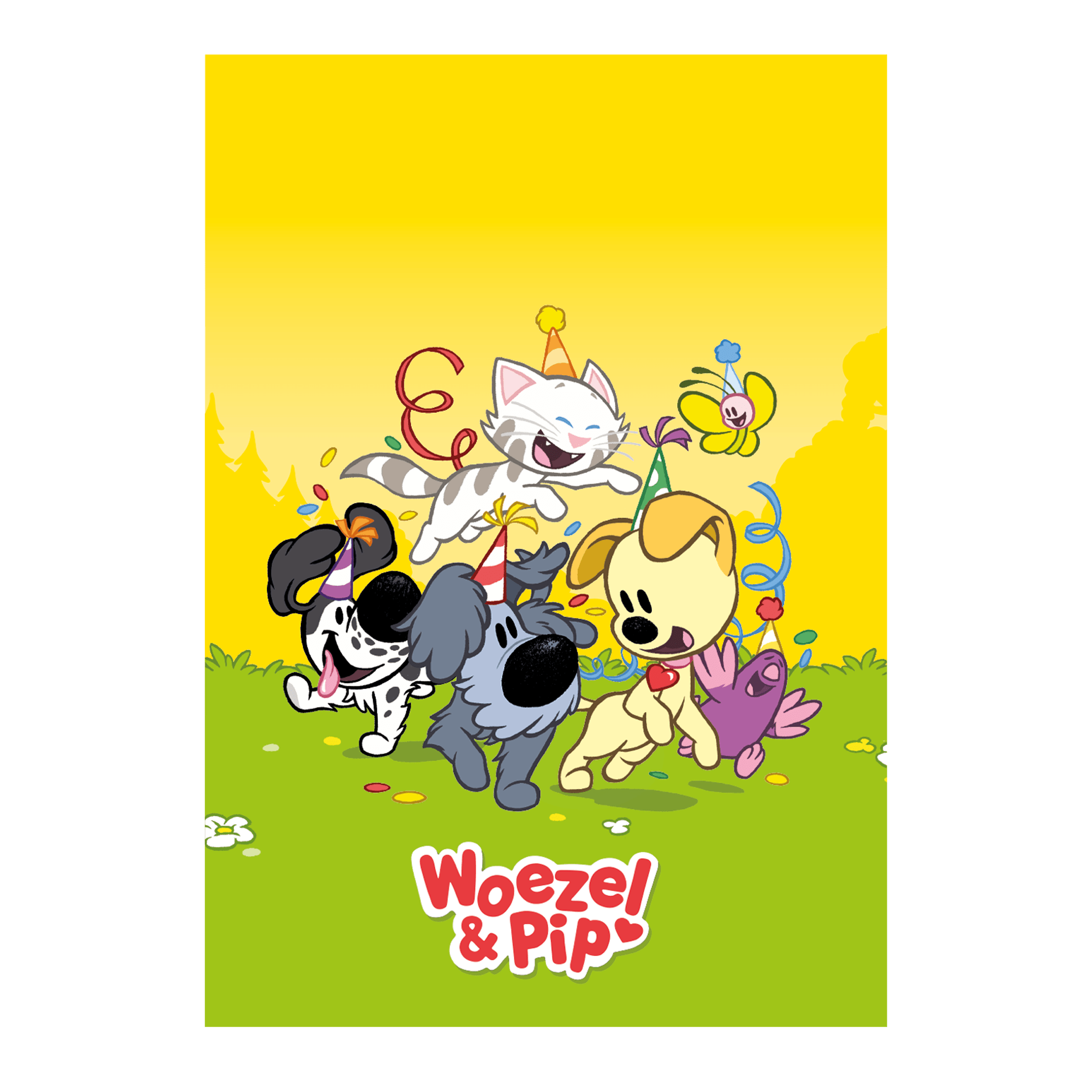 Woezel & Pip - Uitdeelzakjes Woezel & Pip met stickers (8st, 20x13cm) - Van Hoorne Shop
