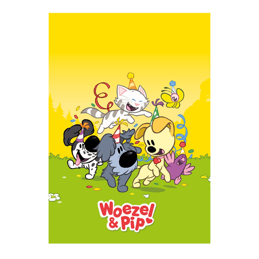 Woezel & Pip - Uitdeelzakjes Woezel & Pip met stickers (8st, 20x13cm) - Van Hoorne Shop